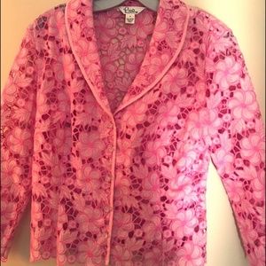 Lily Pulitzer 100% Cotton Pink Embroidered Jacket